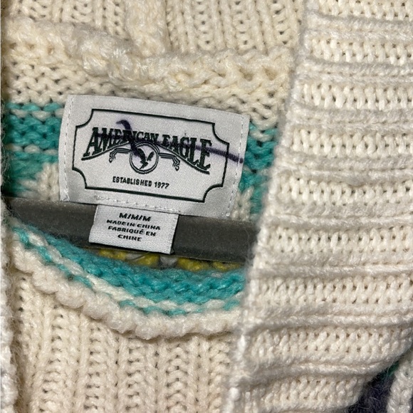 NWOT American Eagle AE Size L Oversized Fairisle Chunky Mock Neck Sweater - Picture 7 of 7